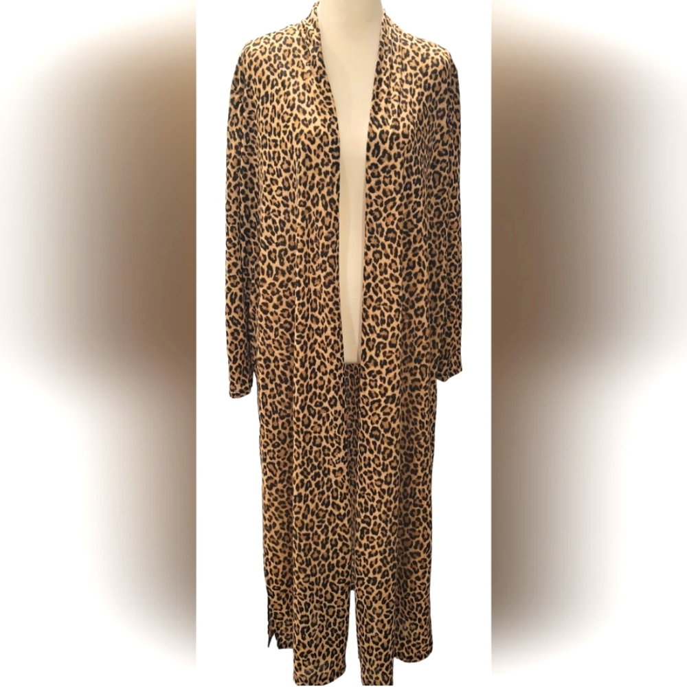 Leopard Duster Kimono or Coverup Sheer/Lightweight, Women's Size Large